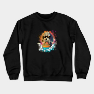 Colourful Cool Golden Doodle Dog with Sunglasses Crewneck Sweatshirt